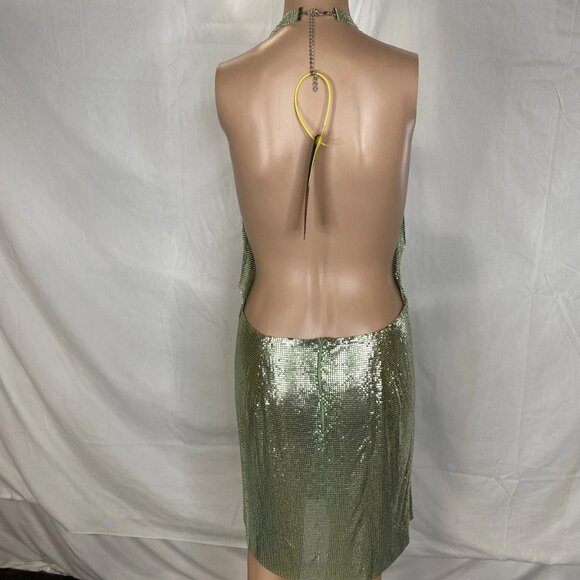 NEW LEMONLUNAR Women’s The Green Chainmail Mini Dress – Apple Green Size S State - Picture 7 of 14